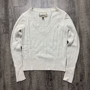 Vintage American Eagle Cable Knit Angora Wool Blend V Neck Sweater Coquette